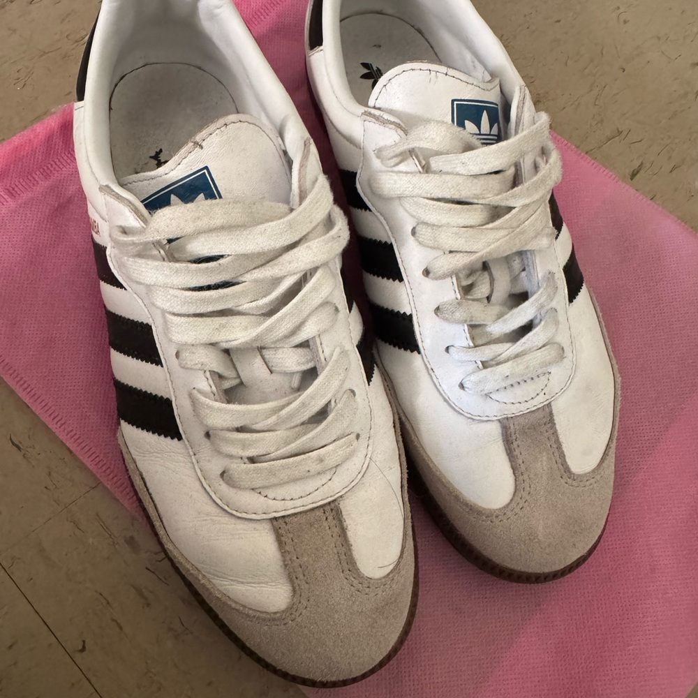 Adidas Men's White and Black Striped Sneakers